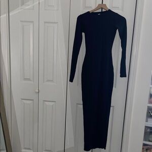 SKIMS Navy Blue Long Sleeve Maxi Dress